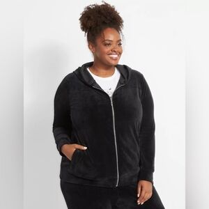 Livi Active Full Zip-Front Hoodie Jacket Velour Black Size 10/12 NEW!
